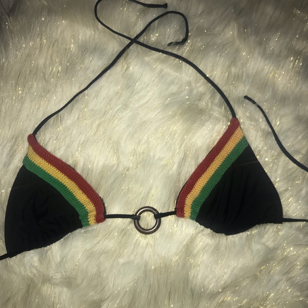 Jamaican inspired string bikini top.